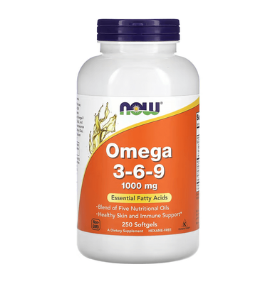 NOW Foods Omega 3-6-9 1000 mg 250 капсул 40290 фото