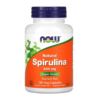 NOW Foods Natural Spirulina 500 mg 120 капсул 14230 фото