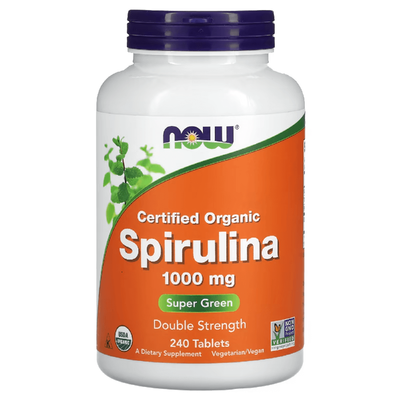 NOW Foods Certified Organic Spirulina 1000 mg 240 таблеток 32850 фото