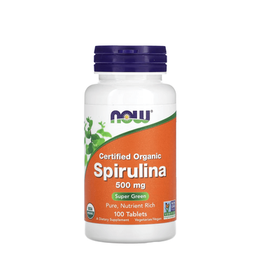 NOW Foods Certified Organic Spirulina 500 mg 100 таблеток 78493 фото