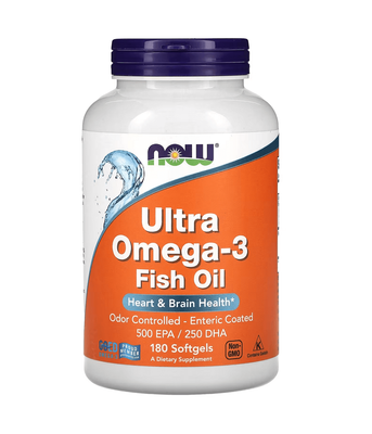 NOW Foods Ultra Omega-3 Fish Oil 180 капсул 50490 фото