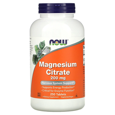 NOW Foods Magnesium Citrate 200 mg 250 таблеток 63895 фото