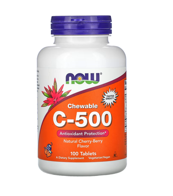 NOW Foods Chewable C-500 Cherry 100 таблеток 25073 фото