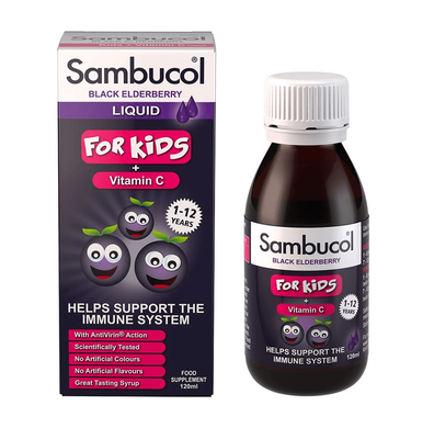 Sambucol Black Elderberry Liquid For Kids + Vitamin C 120 мл 43135 фото
