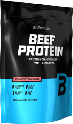BioTech USA Beef Protein 500g Strawberry 48261 фото