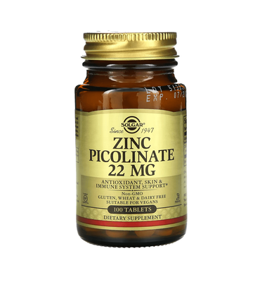 Solgar Zinc Picolinate 22 mg 100 таблеток 03725 фото